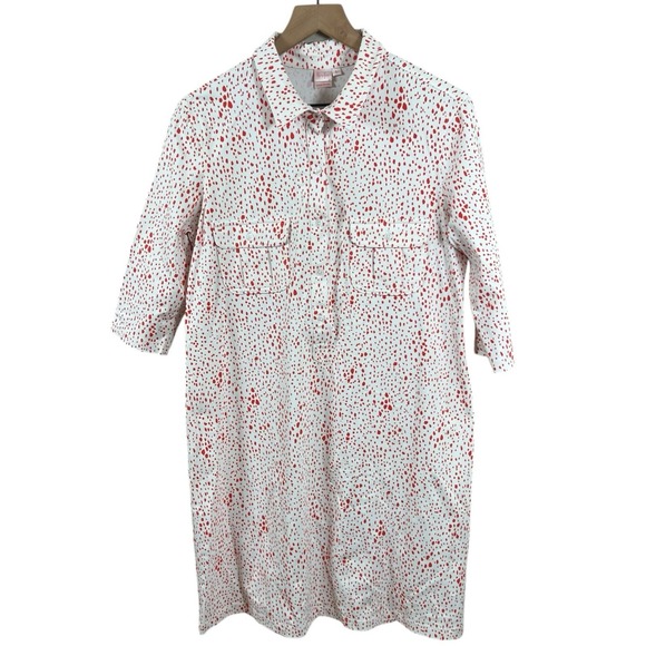 Persifor Dresses & Skirts - Persifor Womens‎ Large Winpenny White Speckled Shirt Dress 3/4 Sleeves Stretch